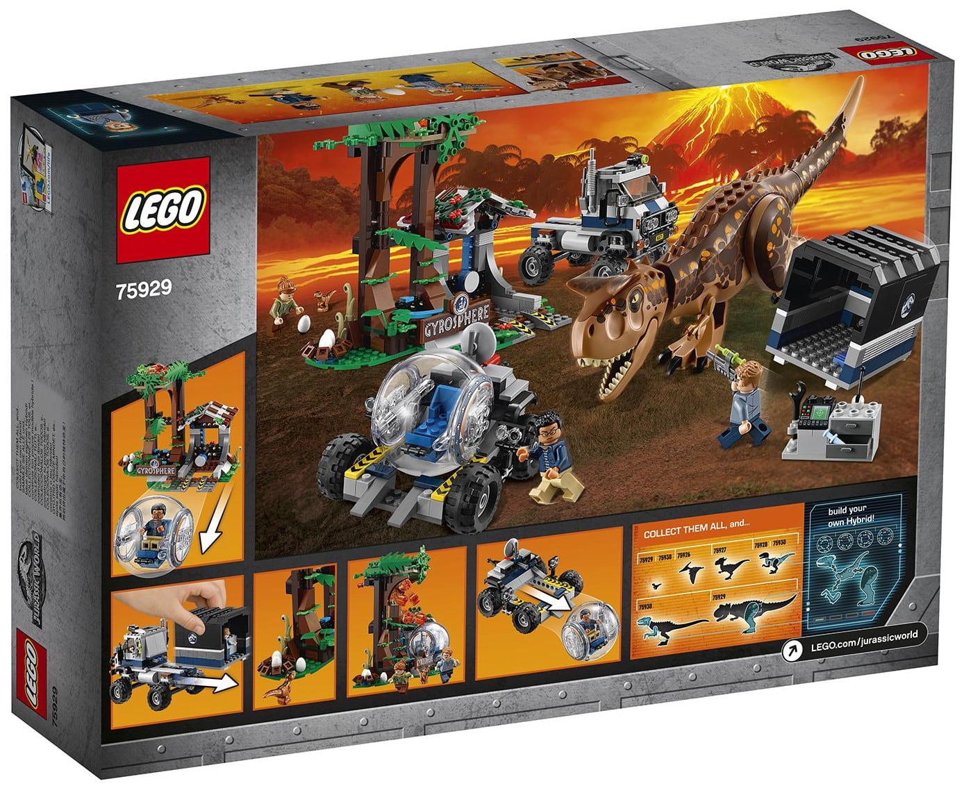 Конструктор Lego Jurassic World – Побег в гиросфере от карнотавра  